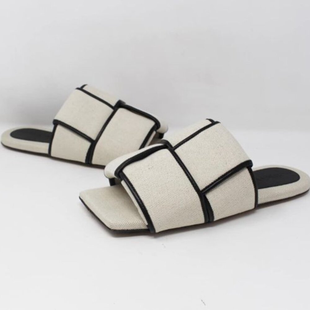 Bottega Veneta #50902 Canvas Patch Mules | Size 38